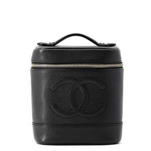 Chanel Vanity Bag, Coco Mark, Caviar Skin, A01998, CHANEL Handbag, Pouch, Bla...